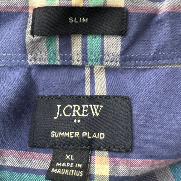J. Crew Slim Fit Summer Plaid Button Down Shirt Mens Size XL - Picture 5 of 6